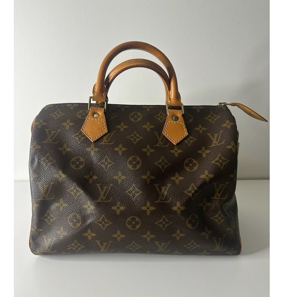 Louis Vuitton Speedy 30 Monogram Canvas Handbag LV Purse w/ Lock Key Authentic